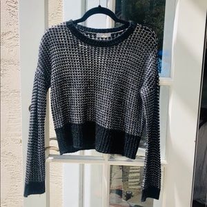 Black and white knit cropped sweater